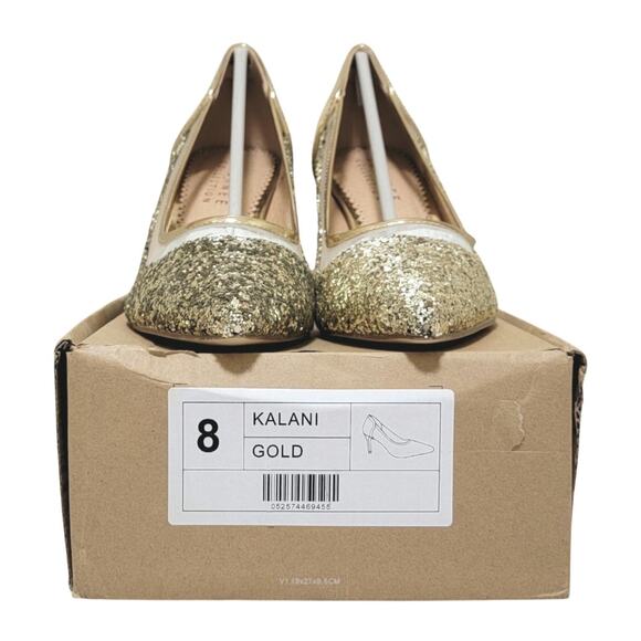 Journee Collection Women Kalani Classic Pump Heels Size US 8M Gold Glitter - Picture 3 of 3